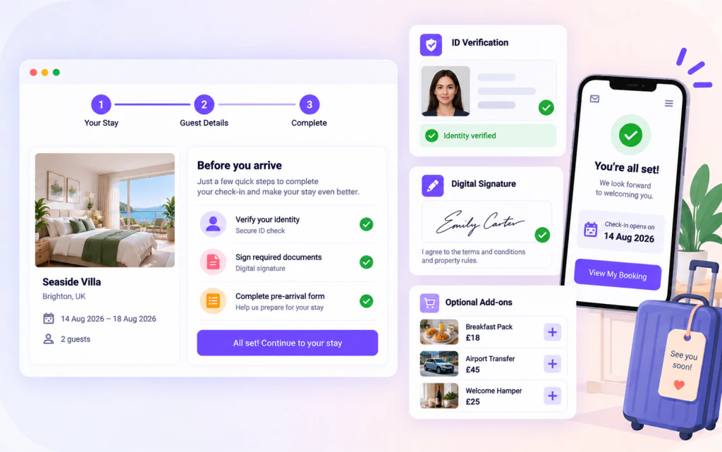 HAPA Cloud PMS pre-stay tools sending automated guest messages, check-in instructions and upsells before arrival